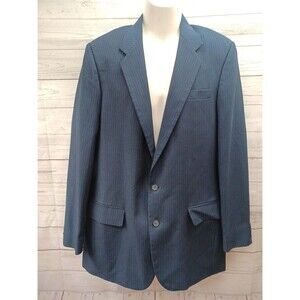 Vtg Magic Stretch by Haggar Washable Men’s Navyblue Blazer Pinstripe Sz 42L